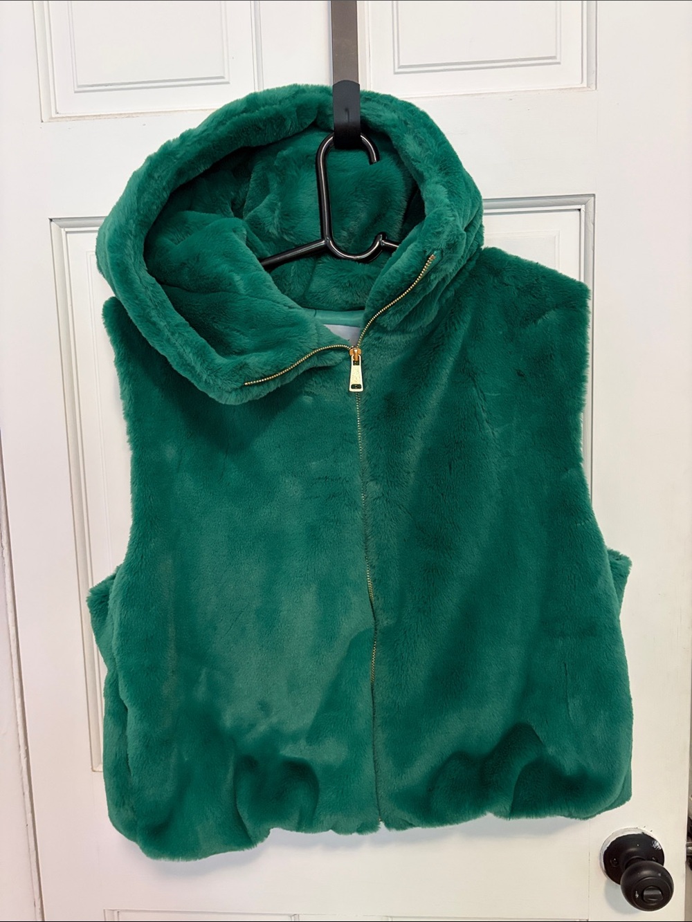 Green Faux Fur Hooded Vest - Women's Sleeveless Coat